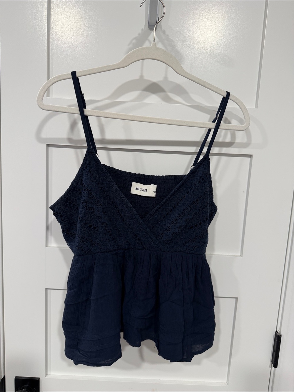Hollister Navy Crochet-Detail Spaghetti Strap Camisole